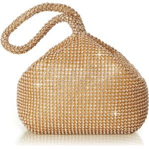Rhinestone clutch evening bag in gold